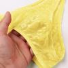 IBAKOM Men's Sissy Lace Floral Bulge Pouch Bikini Panties Low Rise Mesh Translucent Crossdress Lingerie Underwear Yellow Medium view 3