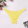 IBAKOM Men's Sissy Lace Floral Bulge Pouch Bikini Panties Low Rise Mesh Translucent Crossdress Lingerie Underwear Yellow Medium view 4