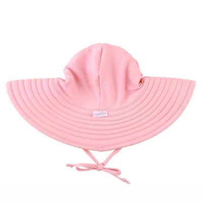 RuffleButts Baby/Toddler Girls UPF 50+ Sun Protective Wide Brim Swimwear Sun Hat - Pink, 3T-5