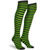 Skeleteen Black and Green Socks - Over the Knee Striped Thigh High Costume Accessories Stockings for Men, Women and Kids view 1