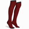 Skeleteen Black and Red Socks - Over The Knee Striped Thigh High Costume Accessories Stockings for Men, Women and Kids view 1