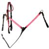 Equitem Full Horse Size Leather Headstall and Breast Collar Set with Color Braided Rawhide Accents (Pink) view 1