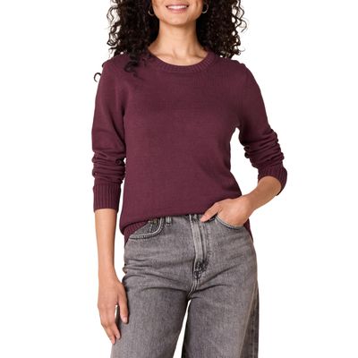 Amazon Essentials Women's Crewneck Sweater, 100% Cotton, Burgundy, X-Large, Plus Size Available