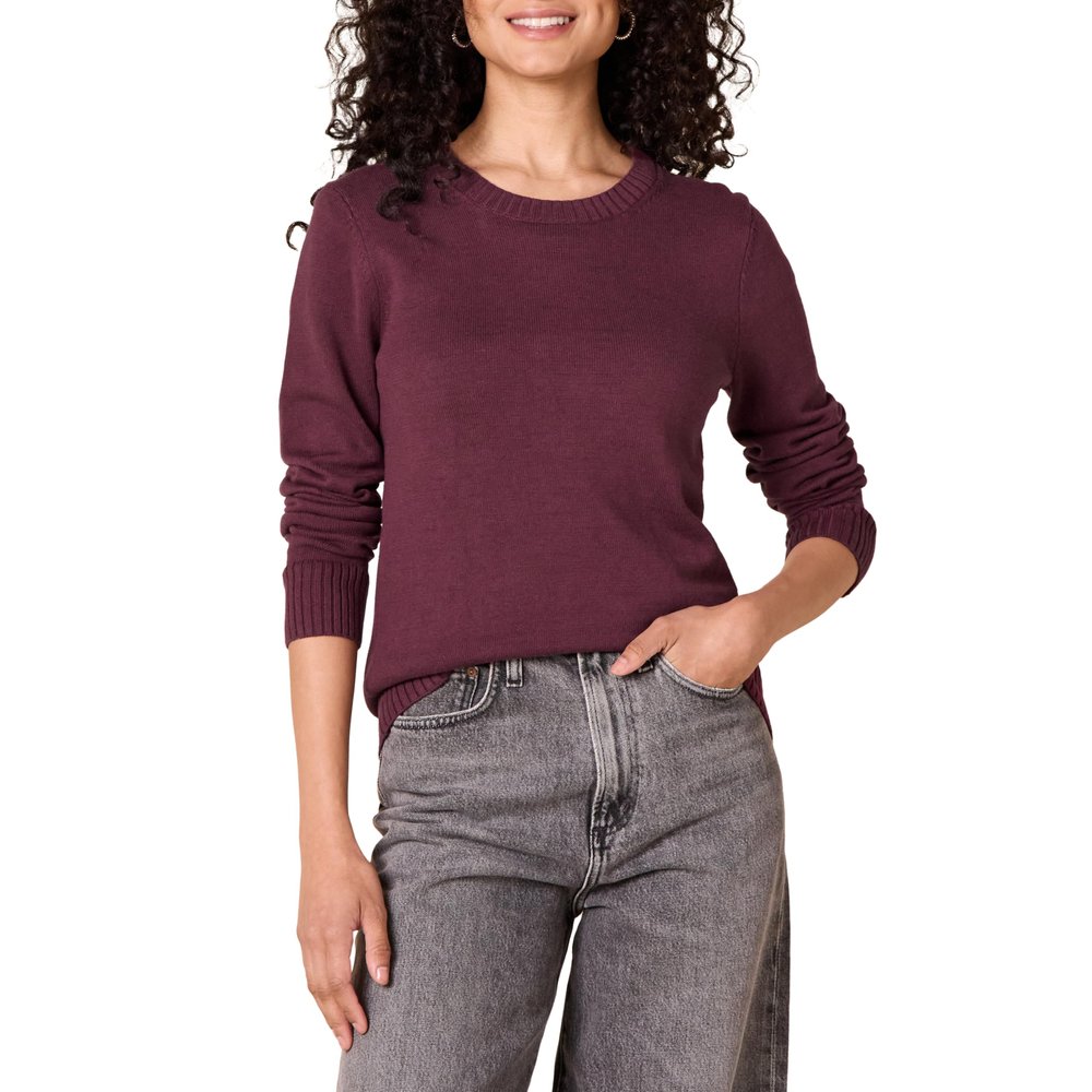 Amazon Essentials Women's Crewneck Sweater, 100% Cotton, Burgundy, X-Large, Plus Size Available