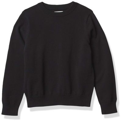 Amazon Essentials Boys' Uniform Cotton Crewneck Sweater, Black, XX-Large