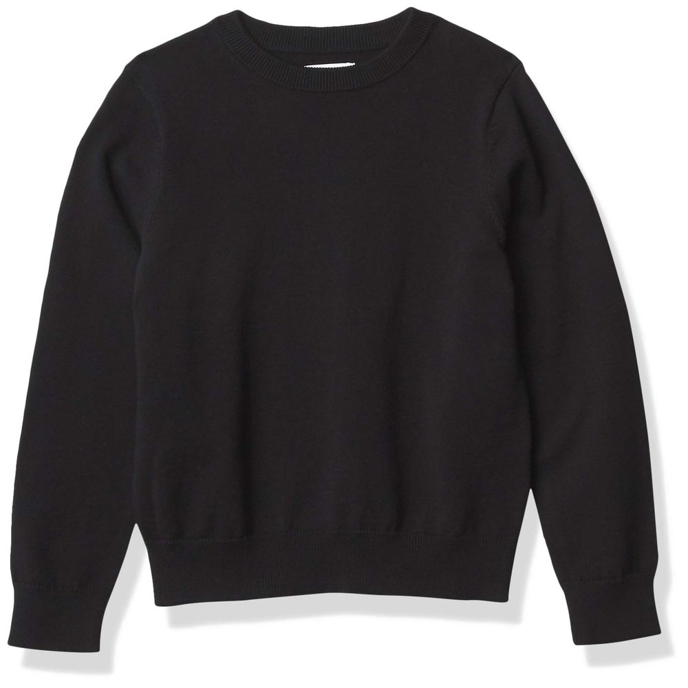 Amazon Essentials Boys' Uniform Cotton Crewneck Sweater, Black, XX-Large