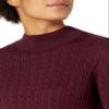 Amazon Essentials Women's Classic-Fit Lightweight Cable Long-Sleeve Mock Neck Sweater, Burgundy, Small view 3