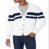Amazon Essentials Men's Cotton Cardigan Sweater, Navy White Rugby Stripe, Large view 3