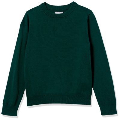 Amazon Essentials Boys' Cotton Uniform Crewneck Pullover Sweater, Green, X-Small