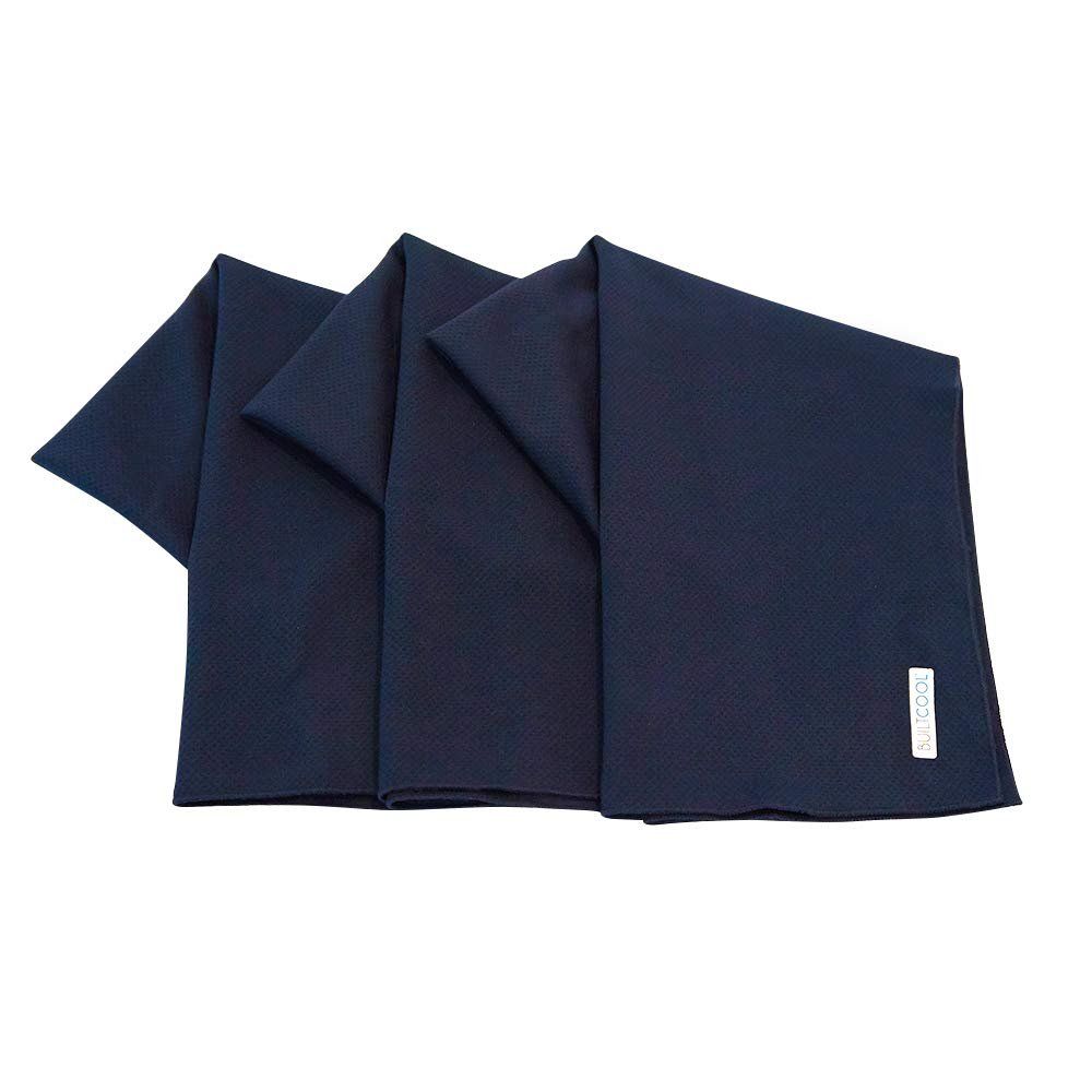 BUILTCOOL Adult Cooling Towel - Men & Women Chilly, Lightweight, Soft, Neck and Face Cooling Towel for Sport, Camping, Hunting, One Size, Navy, 3 Pack