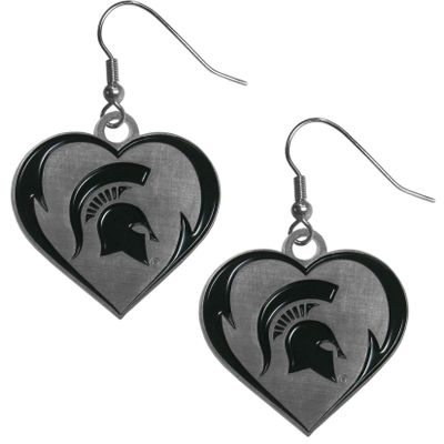 NCAA Michigan State Spartans Womens Heart Dangle Earrings, Team Color, One Size