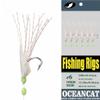 10 Packs Rainbow Fish Skin 6 Hooks Saltwater String Hook Fishing Lure Bait Rig Tackle (6#, 10 Packs) view 1