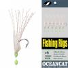 10 Packs Rainbow Fish Skin 6 Hooks Saltwater String Hook Fishing Lure Bait Rig Tackle (4#, 10 Packs) view 3