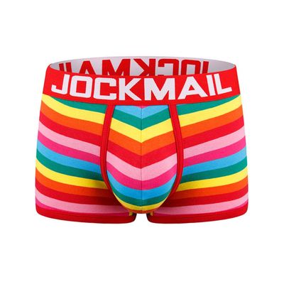 JOCKMAIL Boxer Men Underwear Men Boxer Rainbow Mens Bodysuit Trunks Pants Breathable Underpants (M, Red)