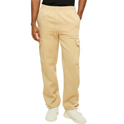 G-Style USA Men's Solid Fleece Heavyweight Cargo Pants FL77 - Khaki - Large