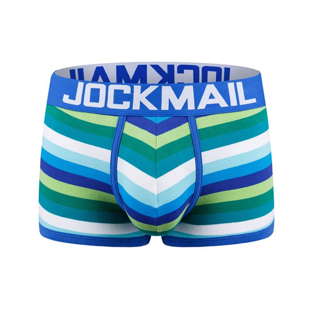JOCKMAIL Boxer Men Underwear Men Boxer Rainbow Mens Bodysuit Trunks Pants Breathable Underpants (M, Blue)