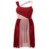 ACSUSS Women's Mesh Overlay Ballet Contemporary Dance Dress Lyrical Leotard Costume Dancewear Burgundy Medium view 3