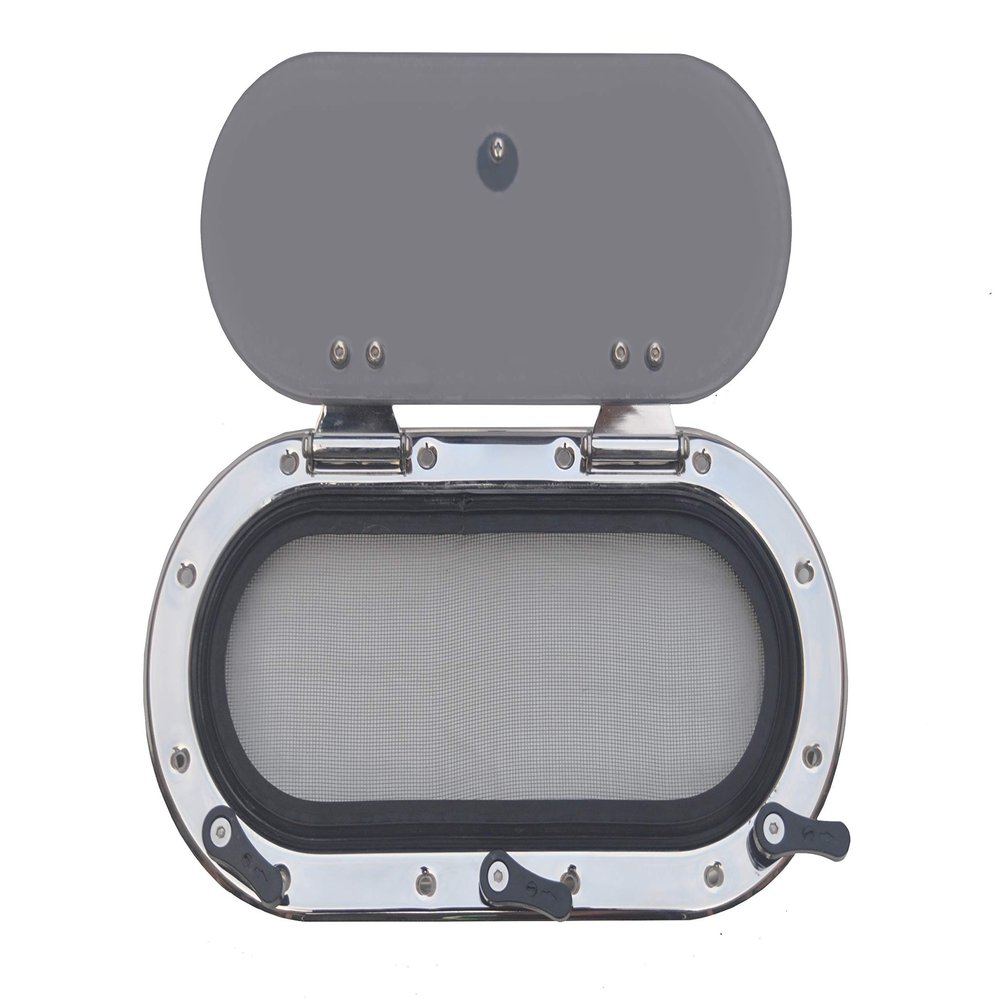 Galamarine Boat Porthole/Portlight Hatch/Window- Stainless Steel Oval Opening for Boat/Yacht/Nautical/RV (5.9"x13.6", Super Thin)