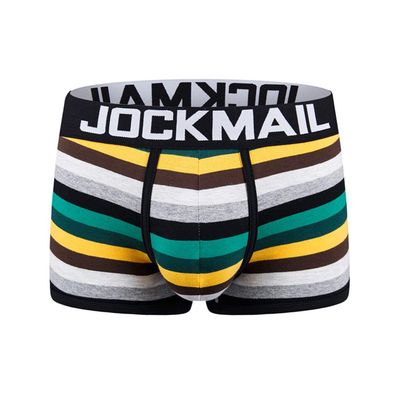 JOCKMAIL Boxer Men Underwear Men Boxer Rainbow Mens Bodysuit Trunks Pants Breathable Underpants (L, Black)