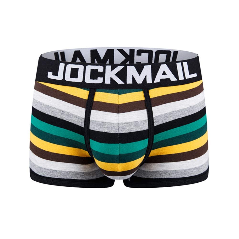 JOCKMAIL Boxer Men Underwear Men Boxer Rainbow Mens Bodysuit Trunks Pants Breathable Underpants (L, Black)