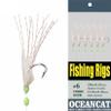 10/20/50/100 Packs Rainbow Fish Skin 6 Hooks Saltwater String Hook Fishing Lure Bait Rig Tackle (2#, 100 Packs) view 3