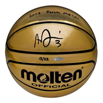 Anthony Davis Signed & INSCRIBED 2012 Gold Medal Molten Golden Basketball -L112