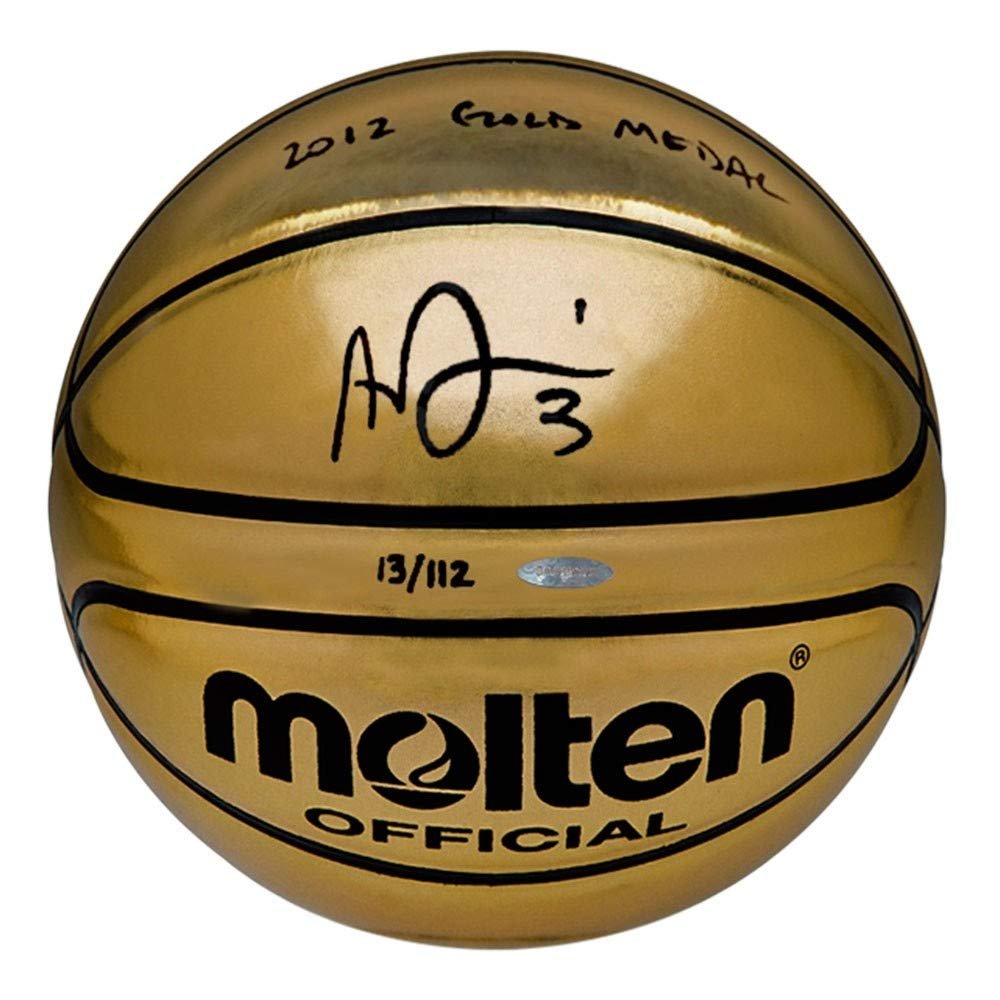 Anthony Davis Signed & INSCRIBED 2012 Gold Medal Molten Golden Basketball -L112