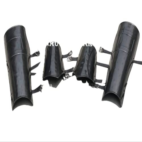 Nautical-Mart Medieval Steel Blackened Arm Guard and Leg Guard Set Vambraces Leg Greaves Dark Armor