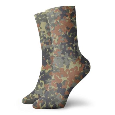 3d-design German Flecktarn Camouflage Classics Compression Socks Sport Athletic 11.8Inch(30Cm) Long Crew Socks For Men Women