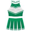 ACSUSS Womens 2PCS Cheerleading Costume Sleeveless Top with Knife Pleated Mini Skirt Outfit Sets Green Small view 3
