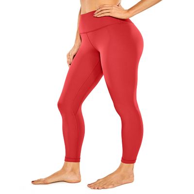 CRZ YOGA Women Naked Feeling Yoga Pants 25 Inches - 7/8 High Waisted Workout Leggings Crimson X-Small
