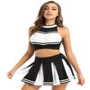 ACSUSS Womens 2PCS Cheerleading Costume Sleeveless Top with Knife Pleated Mini Skirt Outfit Sets Black Small view 1