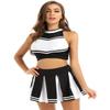 ACSUSS Womens 2PCS Cheerleading Costume Sleeveless Top with Knife Pleated Mini Skirt Outfit Sets Black Small view 2