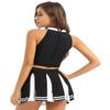 ACSUSS Womens 2PCS Cheerleading Costume Sleeveless Top with Knife Pleated Mini Skirt Outfit Sets Black Small view 4