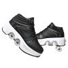 Automatic Walking Shoes Invisible Roller Skate 2 in 1 Removable Pulley Skates Skating Double-Row Deform Wheel Deformation (Black high, US 5.5) view 1