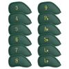 CRAFTSMAN GOLF 12pcs Thick Synthetic Leather Green Golf Iron Head Covers Set Headcover Fit All Brands Callaway Ping Taylormade Cobra Etc. (12pcs Green with Gold No.for Right) view 1