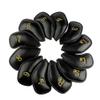 Craftsman Golf 12pcs Thick Synthetic Leather Golf Iron Head Covers Set Headcover Fit All Brands Callaway Ping Taylormade Cobra Etc. Also Custom Name (12pcs Black with Gold No.) view 1