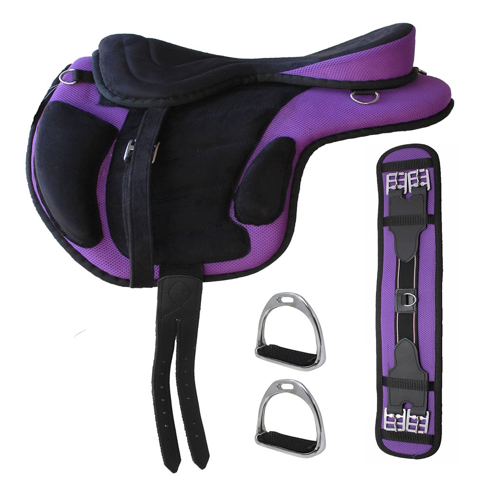 17" English Horse Polo Synthetic Treeless Saddle Stirrups 80201PR