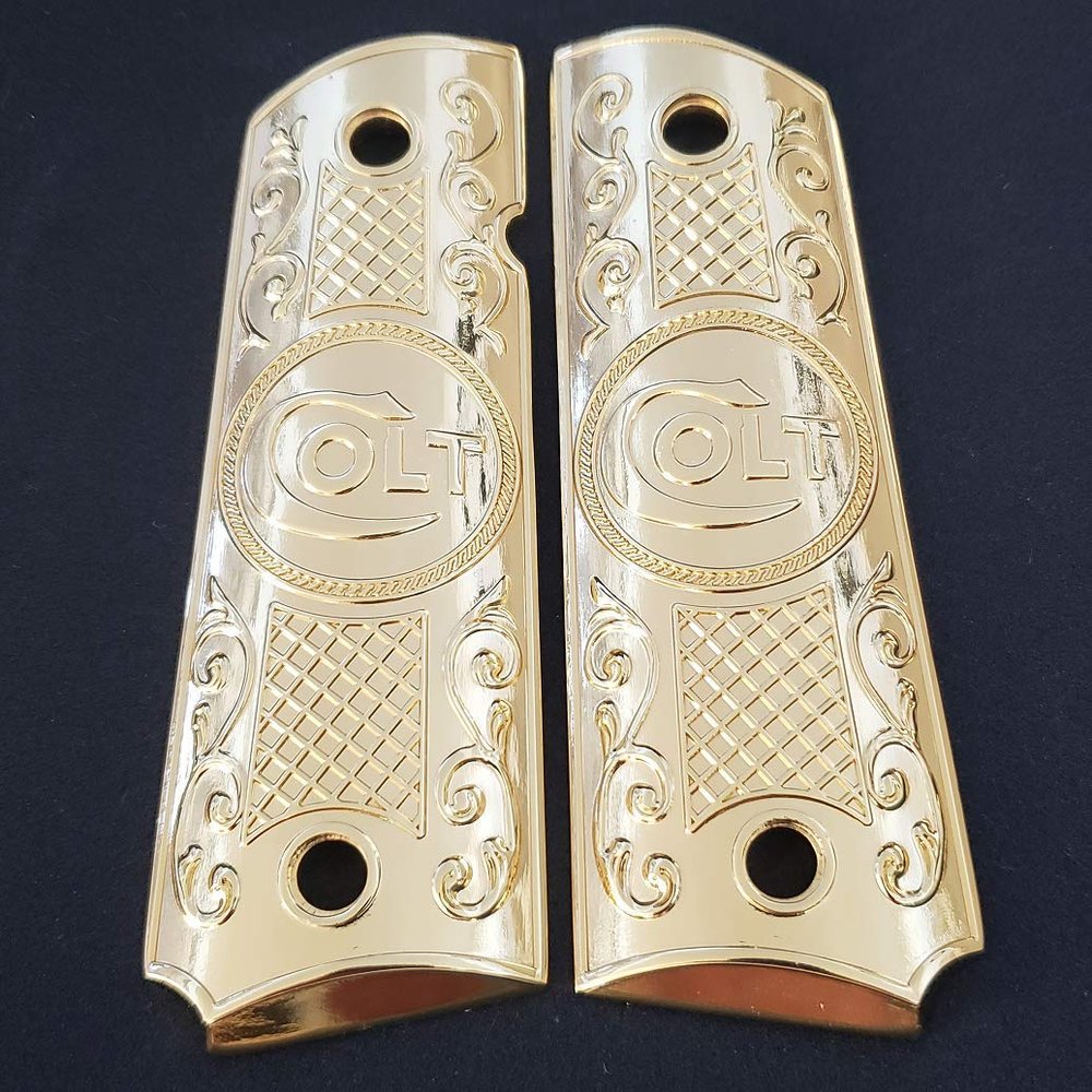 Replacement Colt 1911 Grips Full Size for Kimber Colt Rock Island Springfield Taurus & Clones Gold Grips