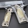 Replacement 1911 Full Size Grips for fits Standard Government 1911 Models & Clones - Nickel Gold Virgin Mary Grips view 1