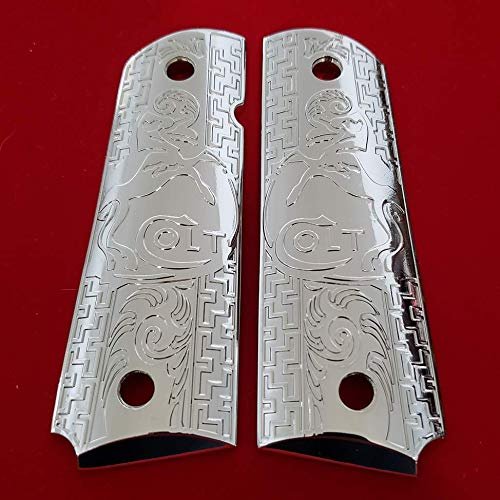 Replacement 1911 Full Size Grips for Kimber, Colt, Rock Island, Springfield, Taurus, & Clones - Colt Nickel Grips