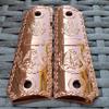 Replacement 1911 Full Size Grips for Kimber, Colt, Rock Island, Springfield, Taurus, & Clones - Mexican Eagle Rose Gold Grips view 1