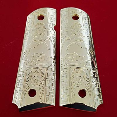 Replacement 1911 Full Size Grips for Kimber, Colt, Rock Island, Springfield, Taurus, & Clones - Gold Colt Grips