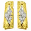 Replacement 1911 Full Size Grips for Kimber, Colt, Rock Island, Springfield, Taurus, & Clones - Eagle Gold Nickel Grips view 1