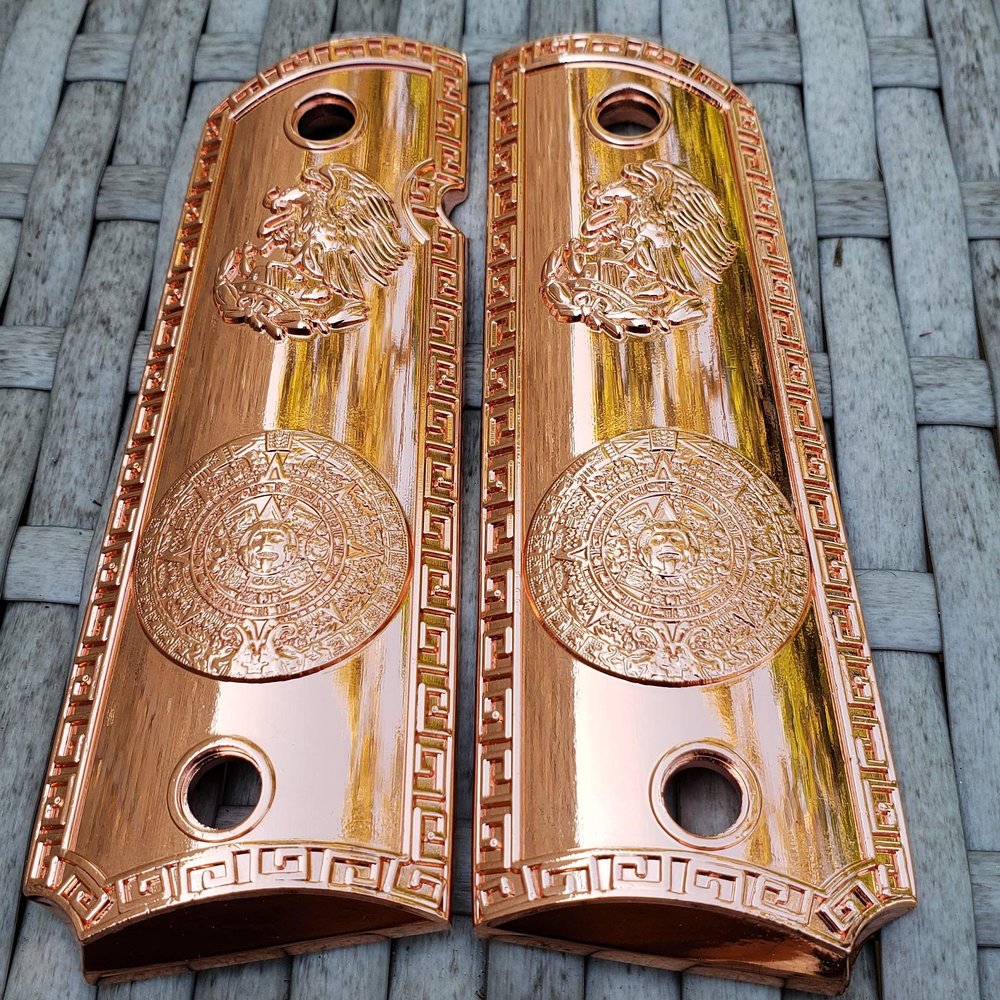 Replacement Aztec Eagle1911 Grips Full Size for Kimber Colt Rock Island Springfield Taurus & Clones Rose Gold Grips