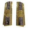 Replacement 1911 Full-Size Grips -Ambi Safety Cut Gold Nickel Metal Grips, Free 1911 Grip Screws Included view 1