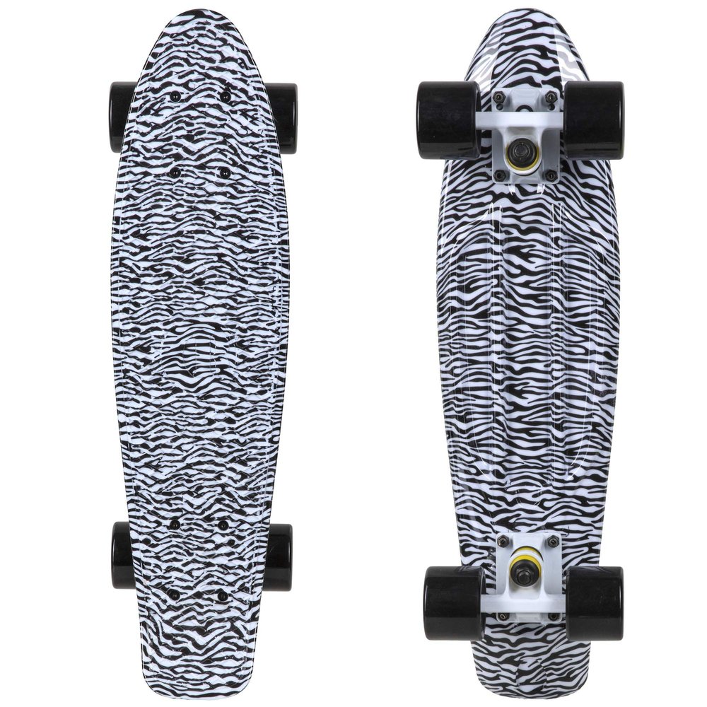 Rekon 22" Complete Mini Cruiser Plastic Skateboard (Zebra)