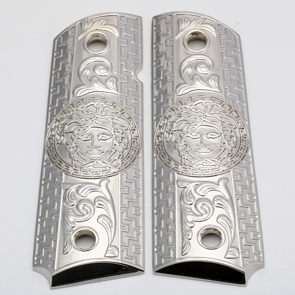 Replacement 1911 Full Size Grips for Kimber, Colt, Rock Island, Springfield, Taurus, & Clones - Luxury Nickel Grips