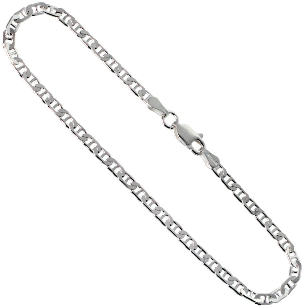 925 Sterling Silver Chain Necklace for Women Flat MARINER Chain Necklace 2.1mm ~ 9.2mm, 7"-30", 7