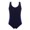 ACSUSS Kids Girls One Piece Sleeveless Swimsuit Swimwear Color Block Racer Back Sports Tank Top Bathing Suit Sunsuit Blue 3-4 view 1